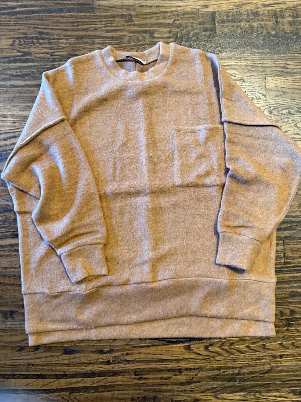 NWOT Zenana Heather Tan Camel Oversized Pullover Sweatshirt S/M